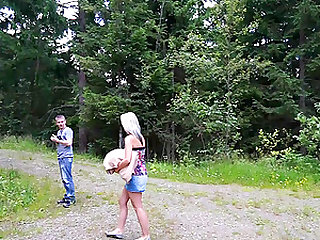 Reality outdoor strip and topless hike with MILF Julia Pink